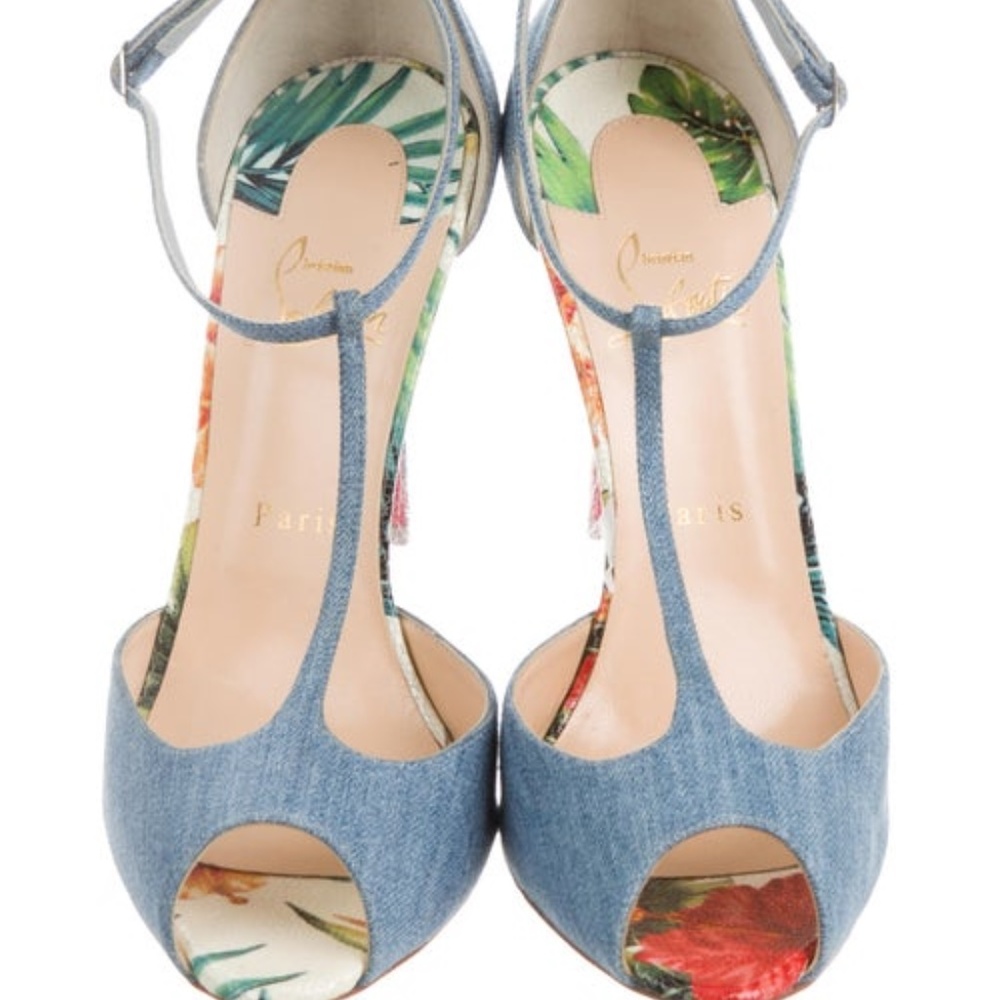 Christian Louboutin - Denim Peep Toe Ankle Straps